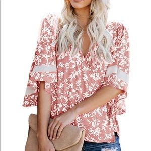 Dellytop Rose Vneck Wrap Floral Print Top Medium